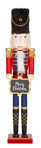 XMAS NUTCRACKER WOOD 12X11X61CM BLUE/RED