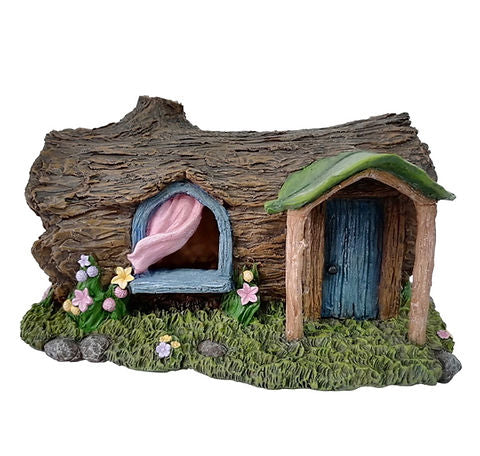 Fairy garden log house Solar