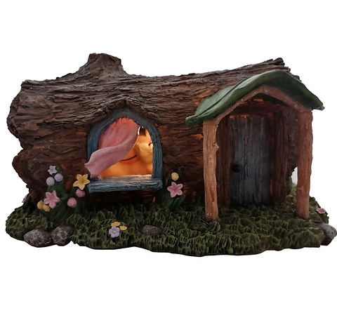 Fairy garden log house Solar