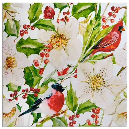 LUNCH NAPKIN 3PLY 33CM -HOLLY BIRDS