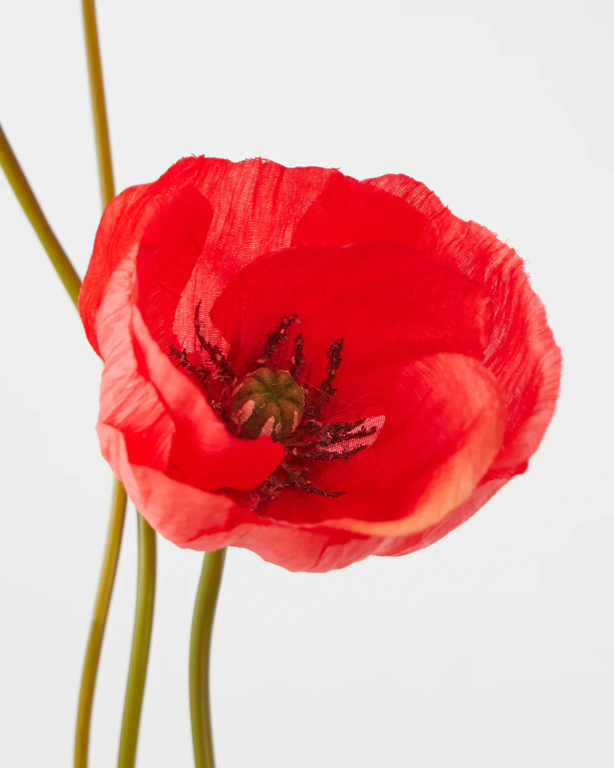 POPPY SPRAY x2 FLOWERS WITH BUD RED 75CM