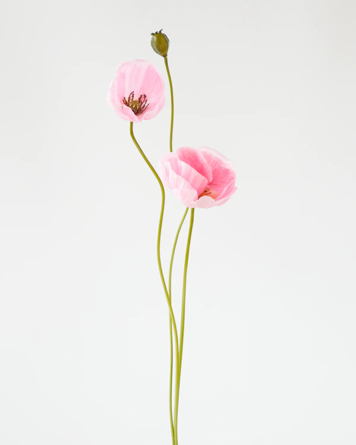 POPPY SPRAY x2 FLOWERS WITH BUD PINK 75CM