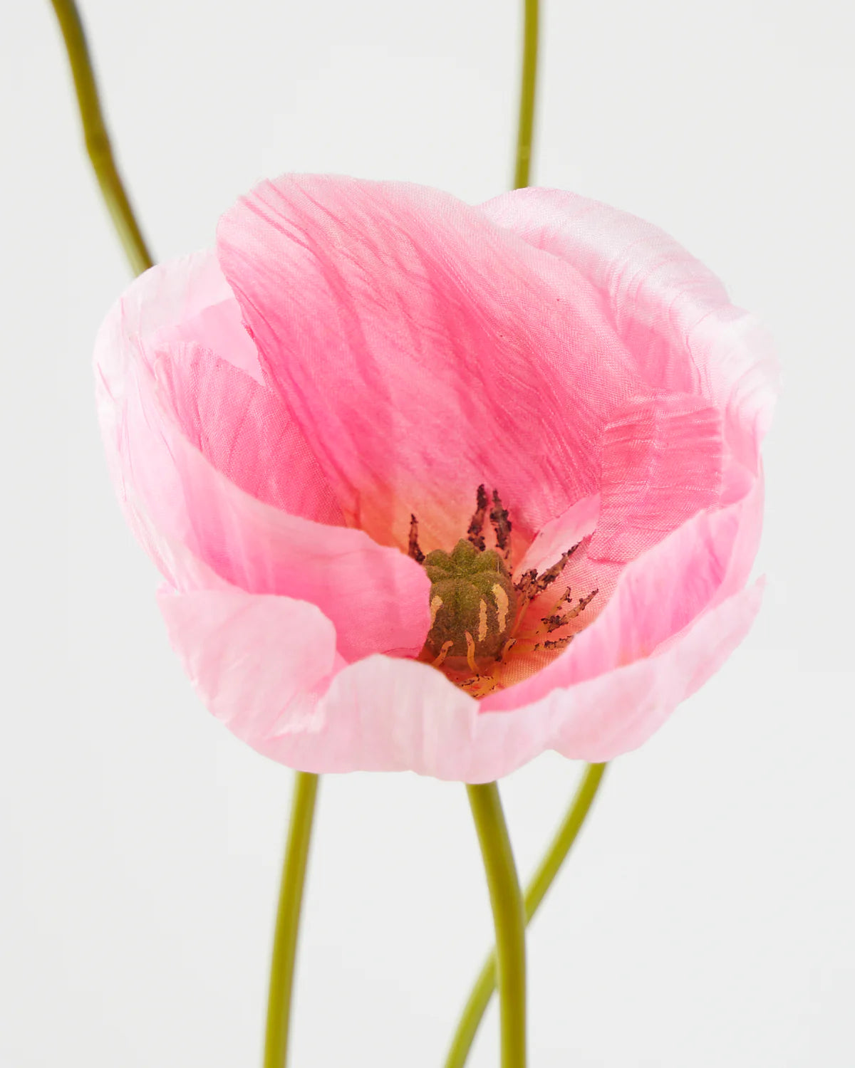 POPPY SPRAY x2 FLOWERS WITH BUD PINK 75CM