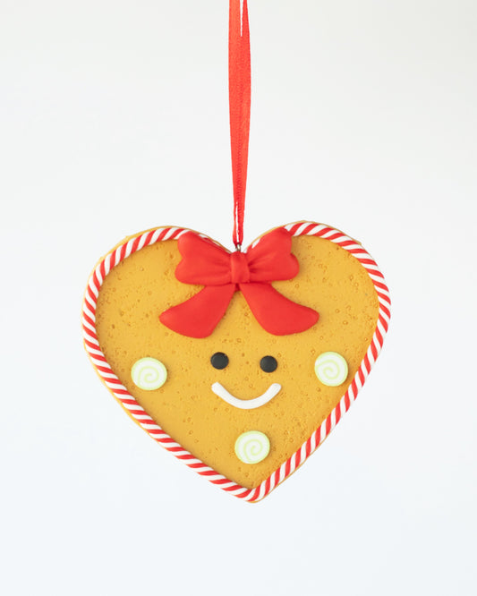 GINGERBREAD HEART ORNAMENT RED