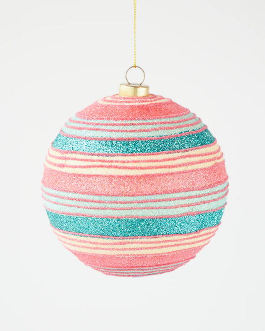 GLITTER BALL STRIPE MULTI 10CM