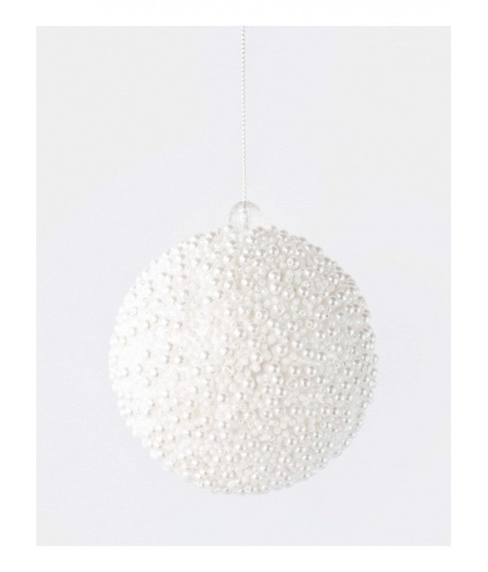 GLITTER BEAD BALL WHITE 8CM