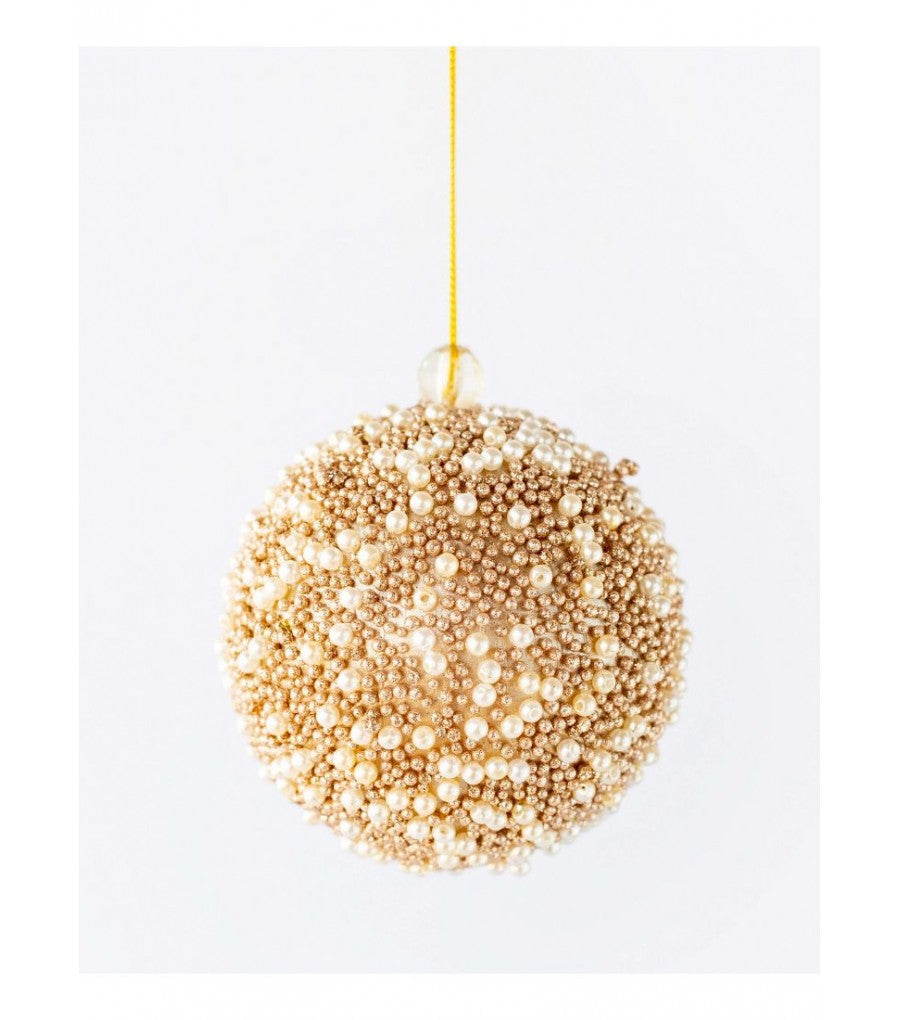 GLITTER BEAD BALL TAUPE 8CM