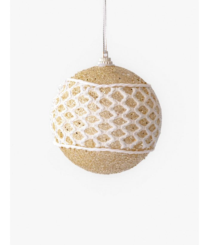 GLITTER GOLD BALL HANGING 8CM