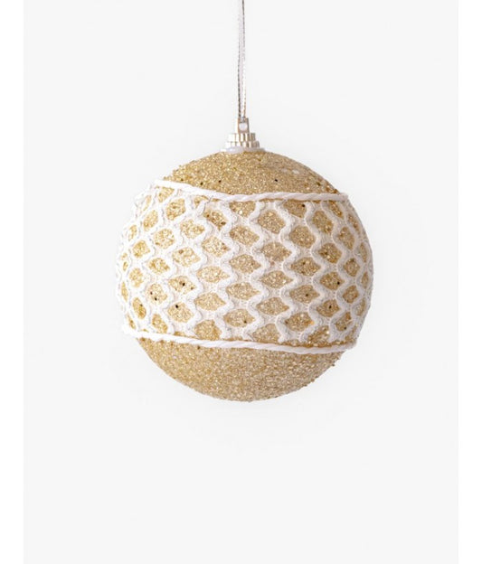 GLITTER GOLD BALL HANGING 8CM