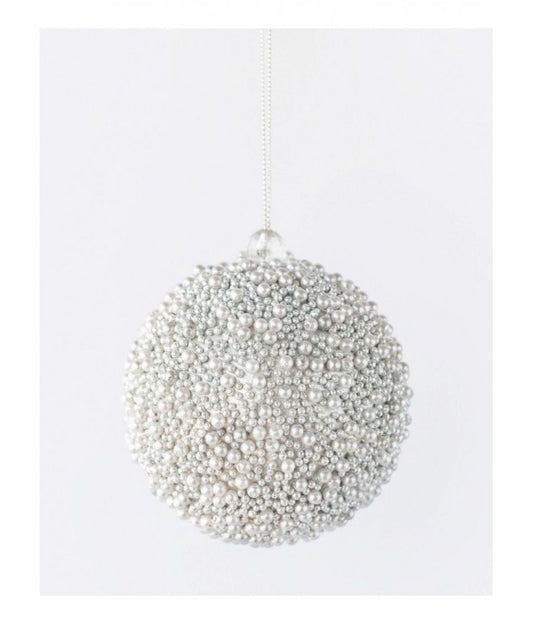 GLITTER BEAD BALL SILVER 8CM