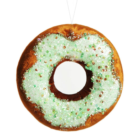 Green Iced Velvet Donut Christmas Tree Decoration 14cmD