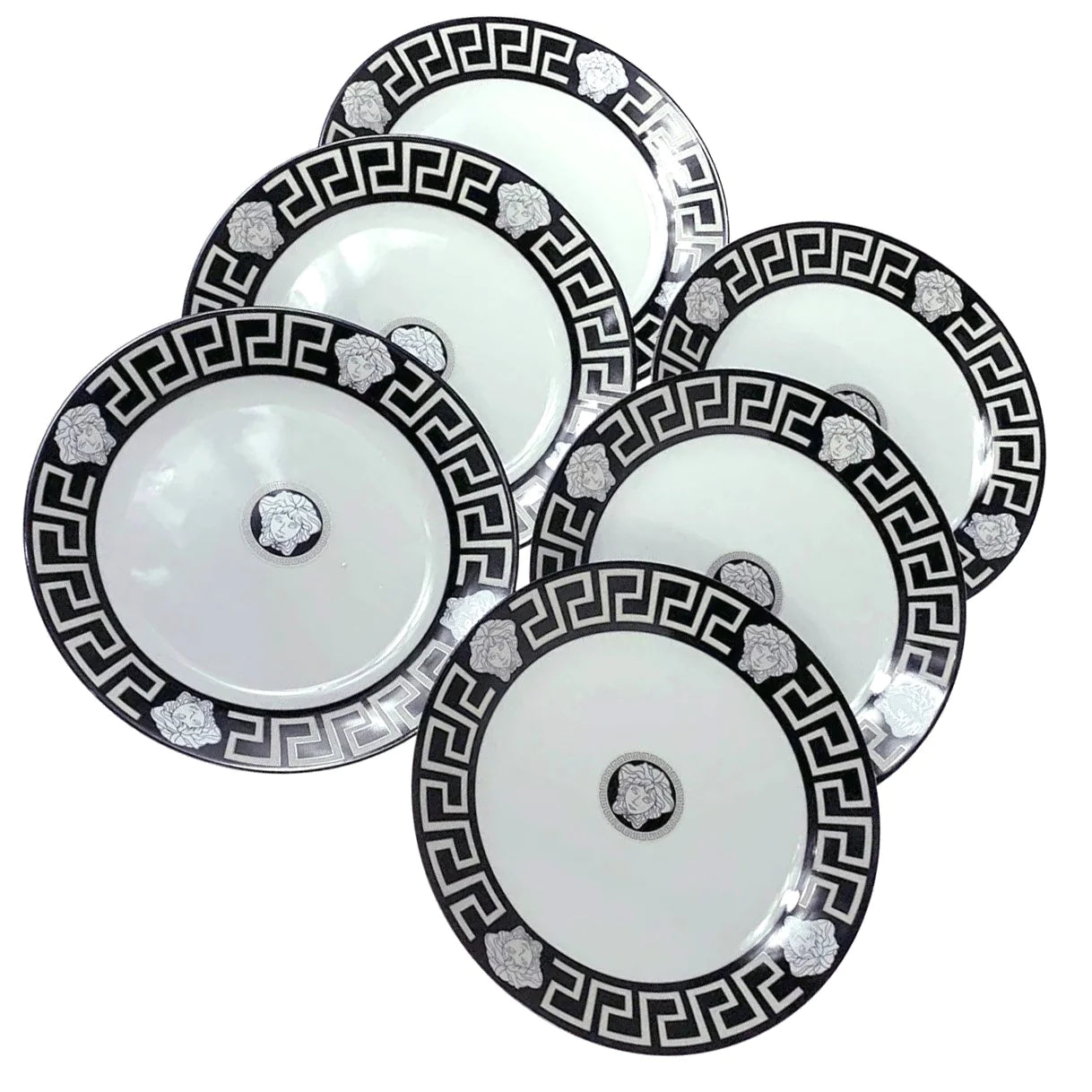 La Medusa Classic Style Silver and Black 8 Piece Cake Set With Matching Server