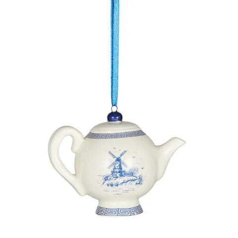 TEAPOT HANGER CER 8.5X5X6.5CM BLUE/WHITE