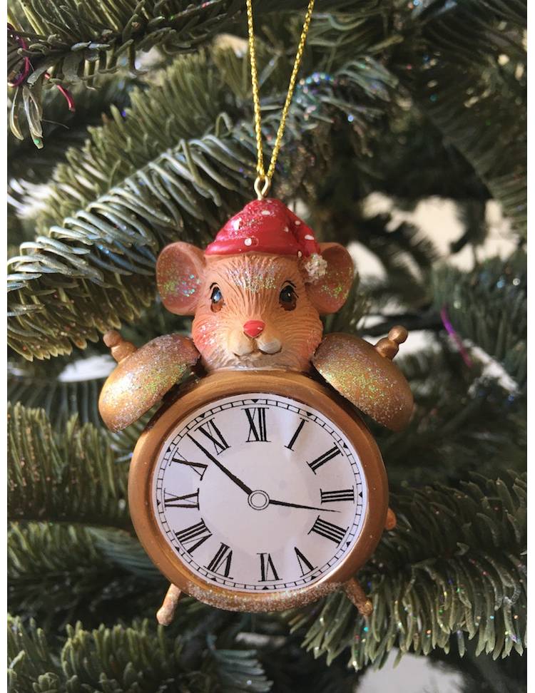 Hickory Dickory Mouse with clock ornament