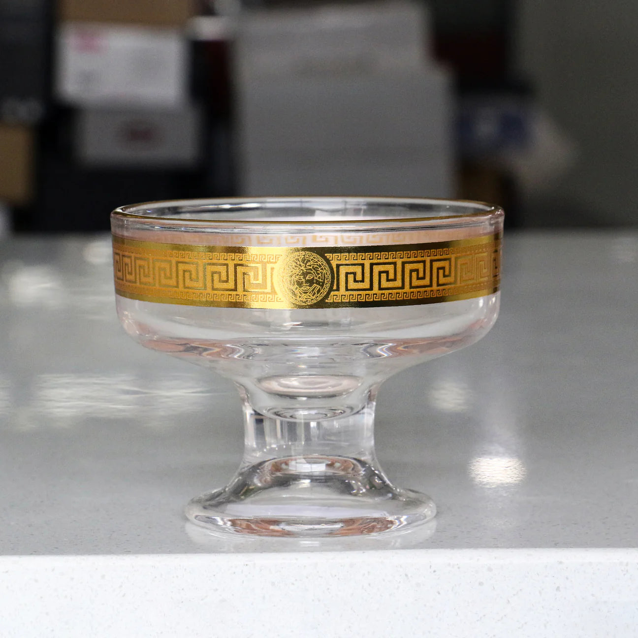 Cressida Gold Medusa Inspired 4 Piece 189ml Glass Ice Cream/Dessert Bowl