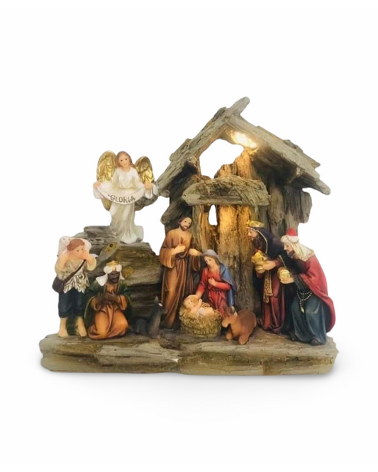 NATIVITY SCENE with LED light 28*27CM